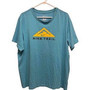 Nike Trail Teal and‎ Yellow Men's Athletic T-Shirt Size XL